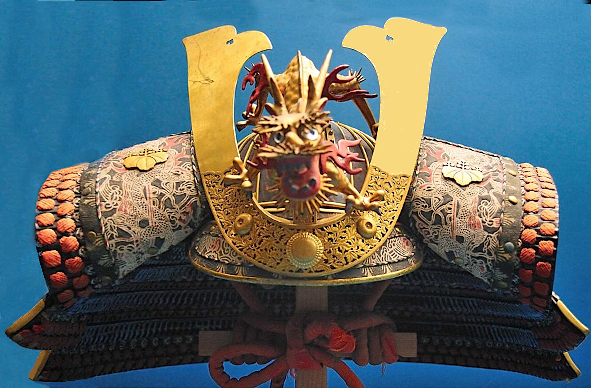Ornate Japanese kabuto helmet