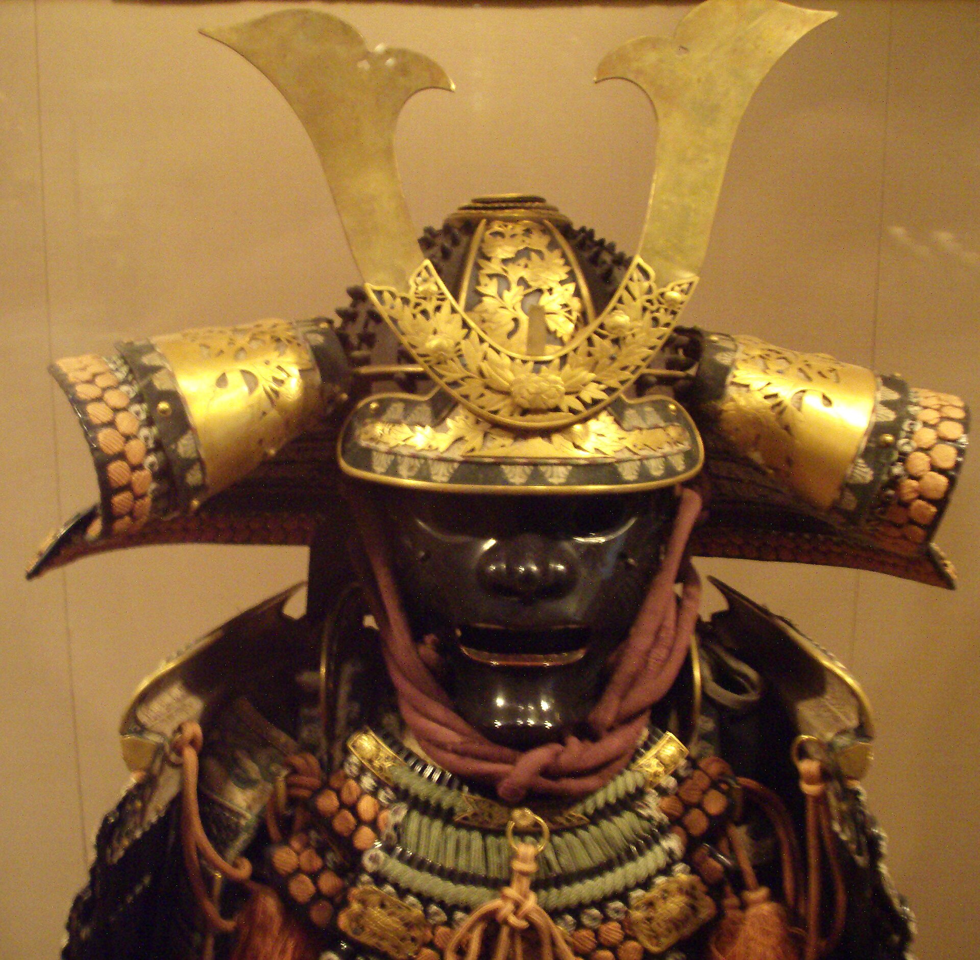 Samurai armor close-up with mempo
