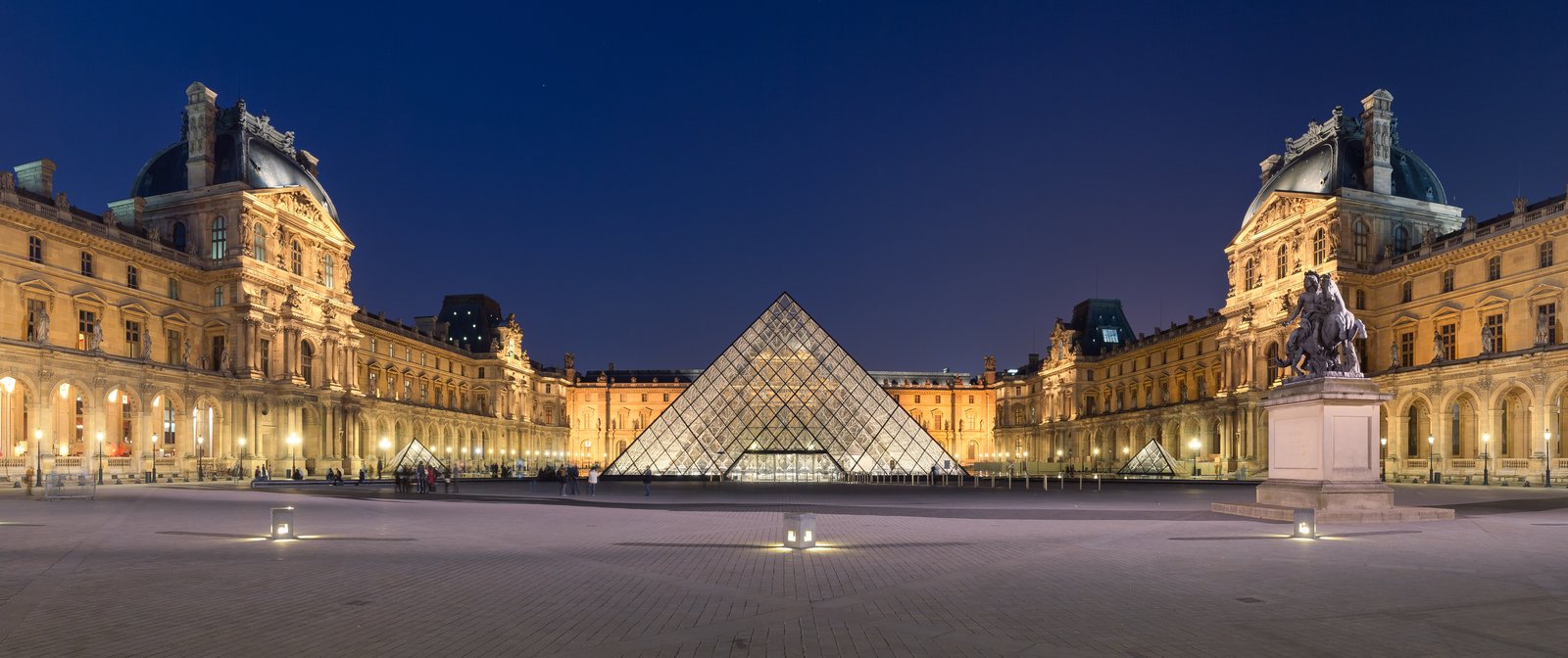 Louvre Museum and pyramid exterior, Paris