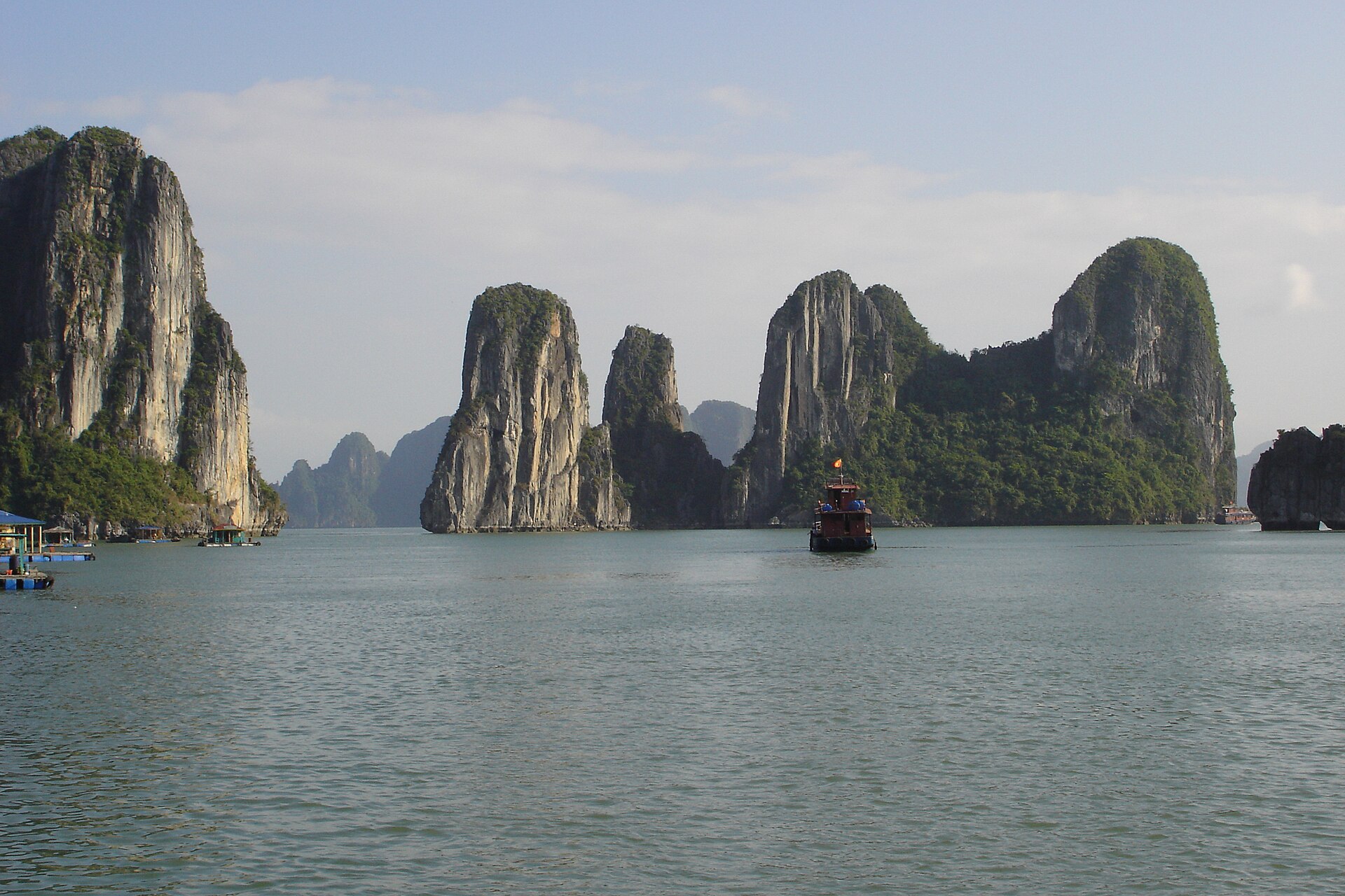 Ha Long Bay limestone karsts and water
