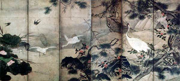 Attributed to Sesshū Tōyō, Birds and Flowers of the Four Seasons, late 15th century.